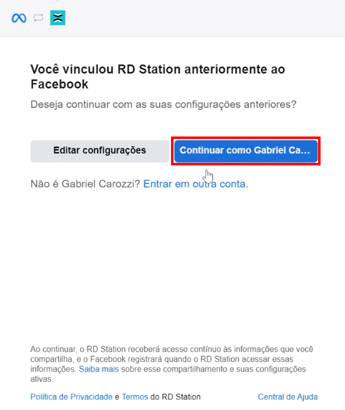 Como posso conectar com o Facebook e quais informações serão