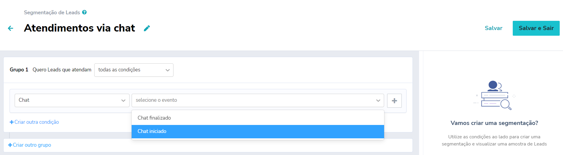 Segmentar atendimentos via chat