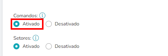 Criar e ativar comandos para chat