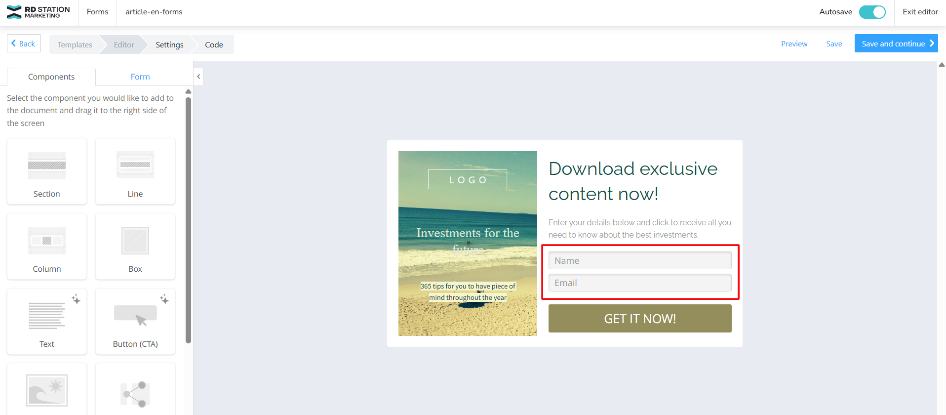 Create forms to add on your site